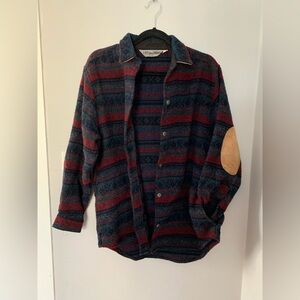 Eastern Mountain Sports wool blend western pattern shacket with elbow patches